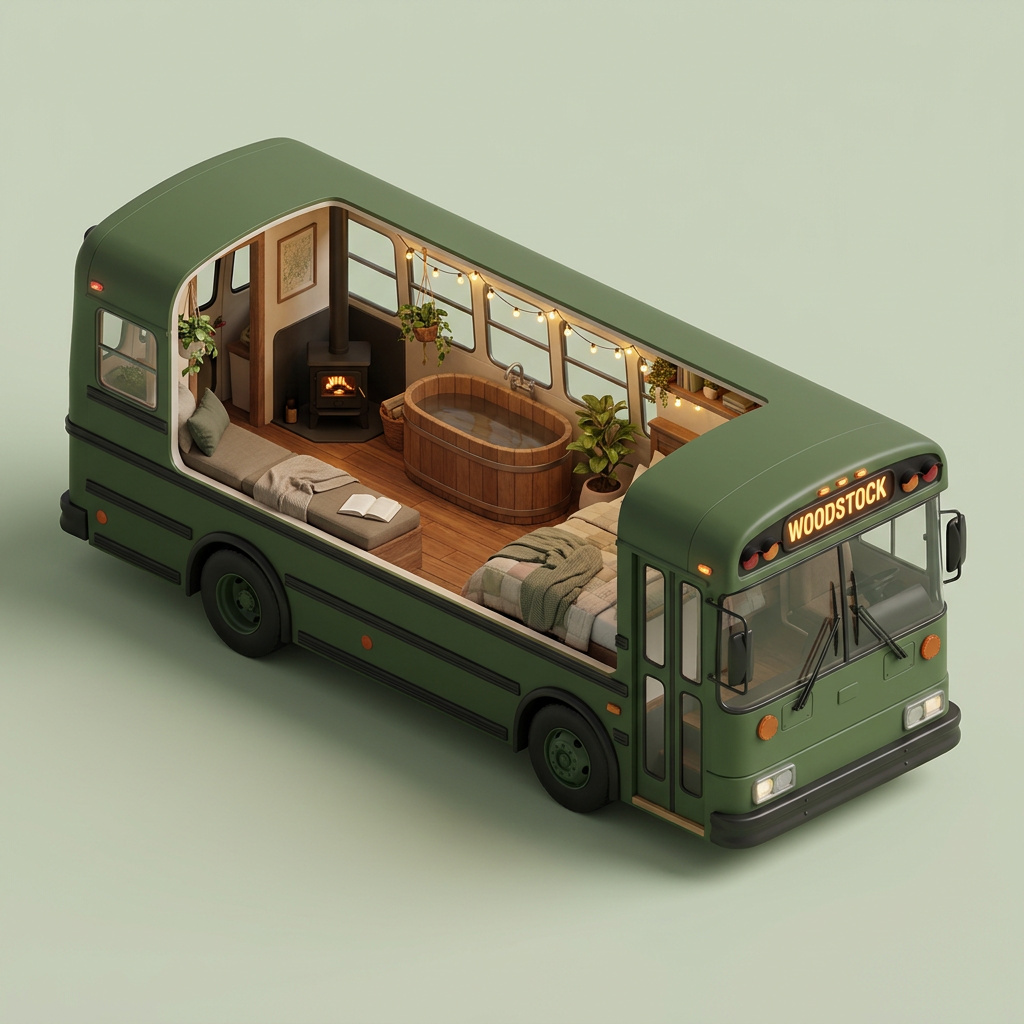 Isometric render — The Den layout